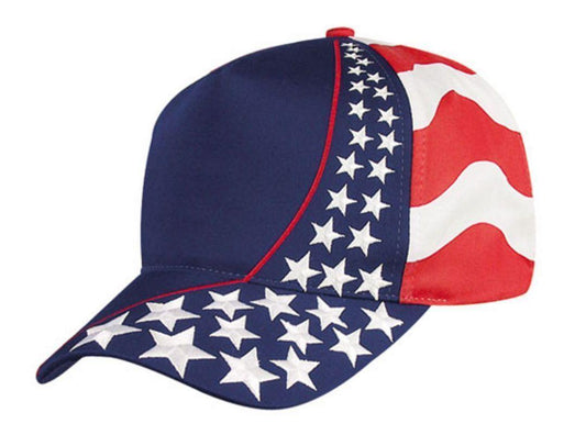 USA US Flag American Patriotic 5 Panel Cotton Twill Leather Strap Hats Caps-