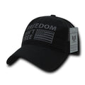 USA Flag Freedom United Patriotic Military Relaxed Fit Trucker Baseball Cap Hats-Freedom - Black-
