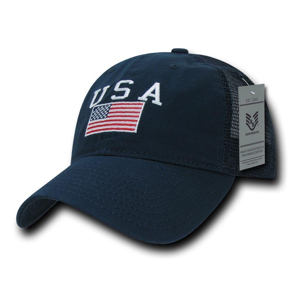 USA Flag Freedom United Patriotic Military Relaxed Fit Trucker Baseball Cap Hats-Freedom - Black-
