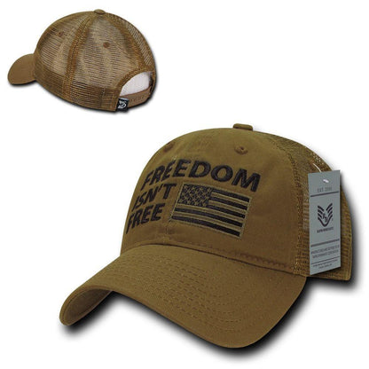 USA Flag Freedom United Patriotic Military Relaxed Fit Trucker Baseball Cap Hats-Freedom - Black-