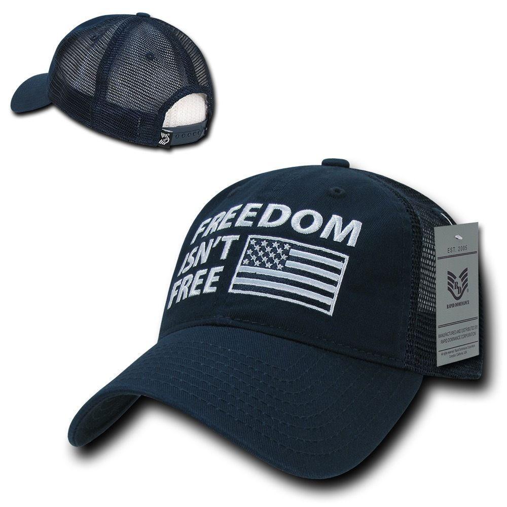 USA Flag Freedom United Patriotic Military Relaxed Fit Trucker Baseball Cap Hats-Freedom - Black-