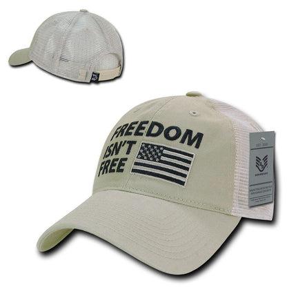 USA Flag Freedom United Patriotic Military Relaxed Fit Trucker Baseball Cap Hats-Freedom - Black-
