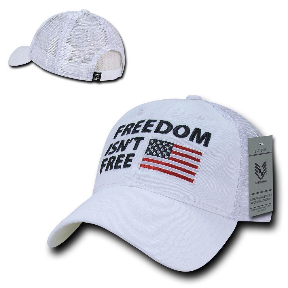 USA Flag Freedom United Patriotic Military Relaxed Fit Trucker Baseball Cap Hats-Freedom - Black-
