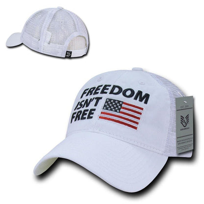 USA Flag Freedom United Patriotic Military Relaxed Fit Trucker Baseball Cap Hats-Freedom - Black-