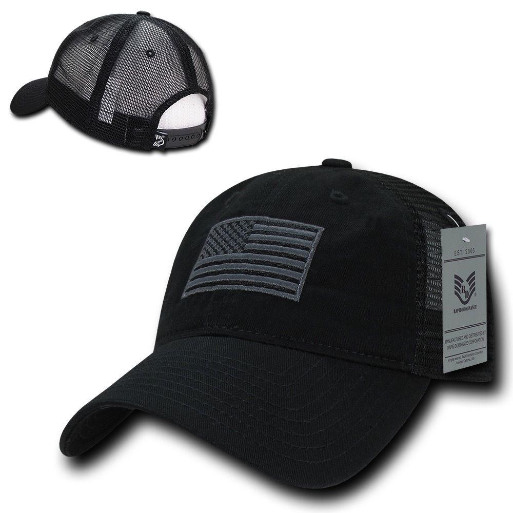 USA Flag Freedom United Patriotic Military Relaxed Fit Trucker Baseball Cap Hats-Freedom - Black-