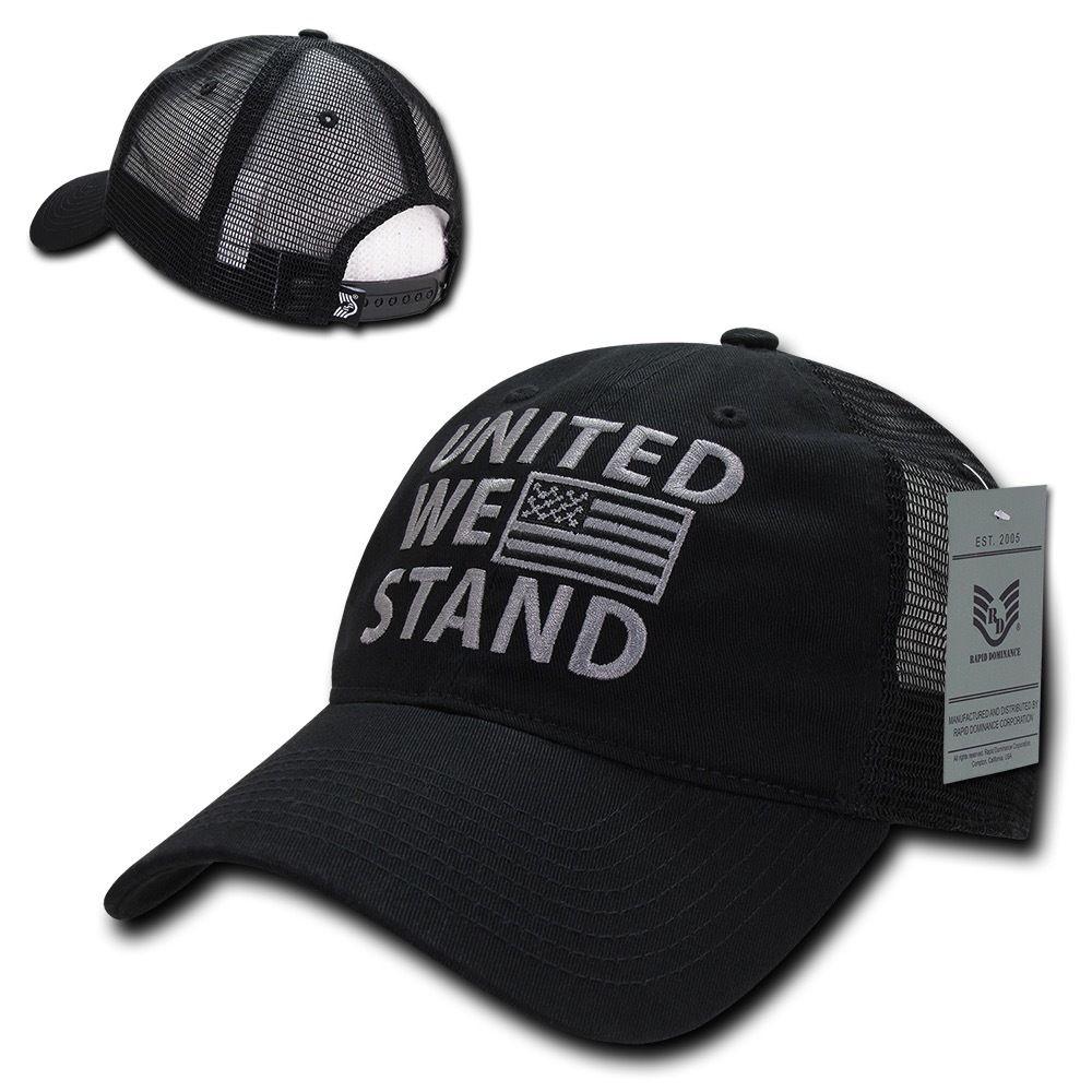 USA Flag Freedom United Patriotic Military Relaxed Fit Trucker Baseball Cap Hats-Freedom - Black-