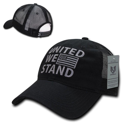 USA Flag Freedom United Patriotic Military Relaxed Fit Trucker Baseball Cap Hats-Freedom - Black-