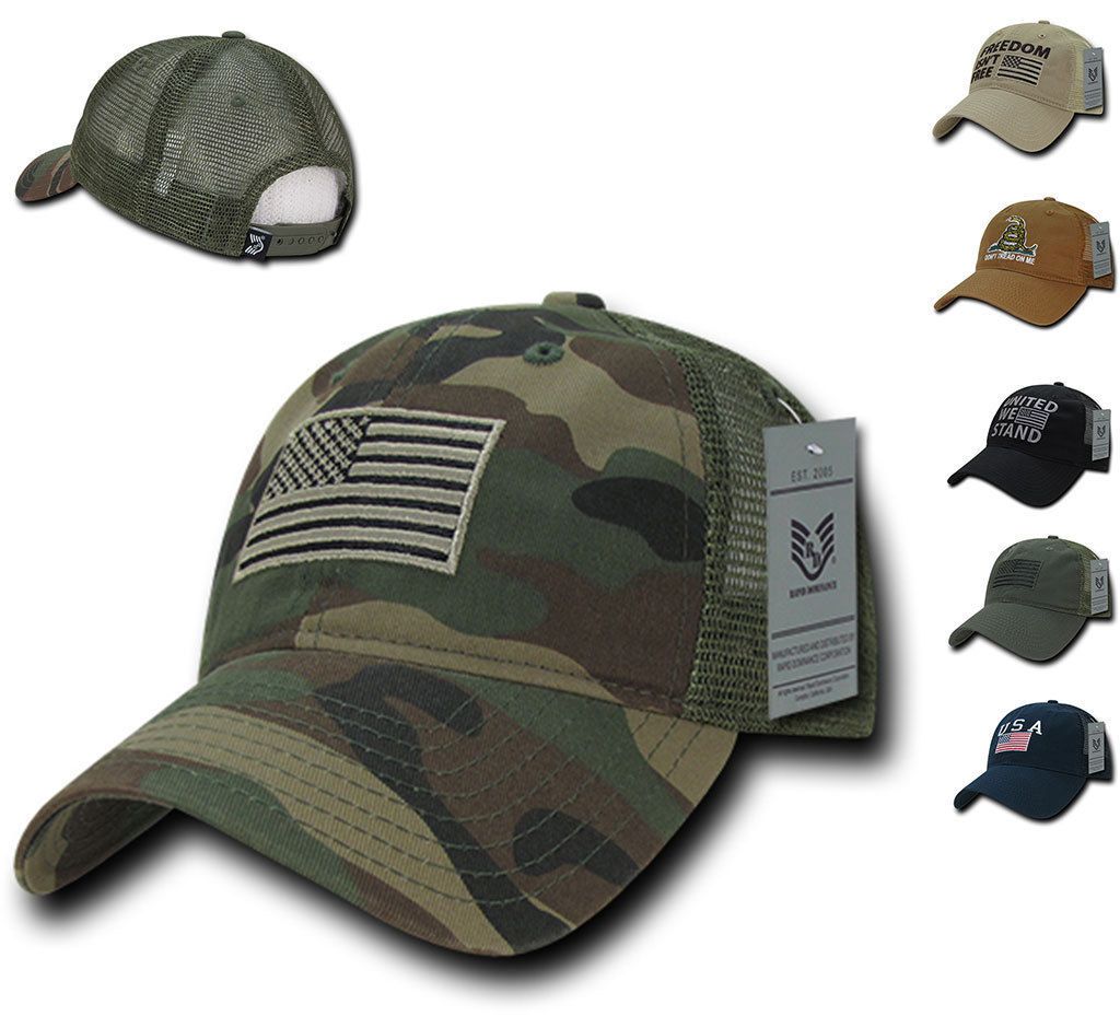 USA Flag Freedom United Patriotic Military Relaxed Fit Trucker Baseball Cap Hats-Freedom - Black-