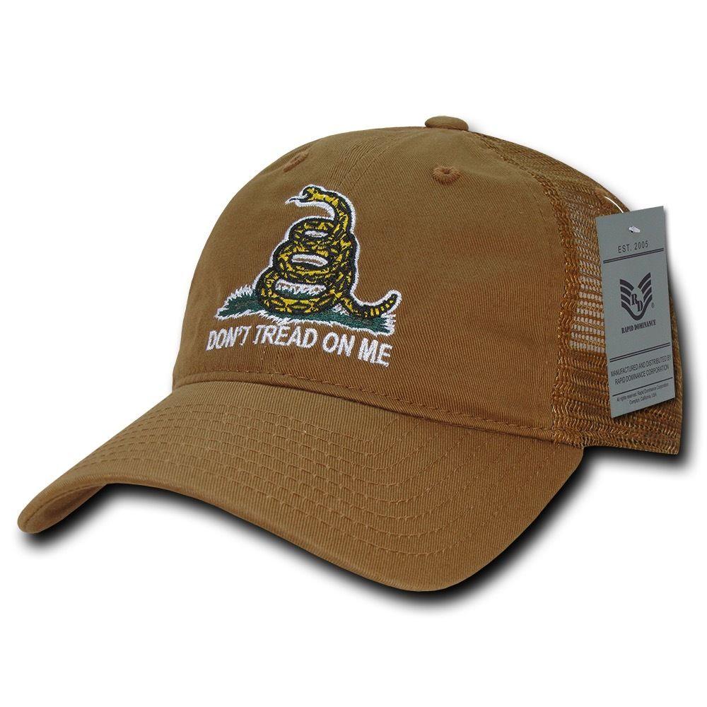 USA Flag Freedom United Patriotic Military Relaxed Fit Trucker Baseball Cap Hats-Gadsden Flag-Coyote-