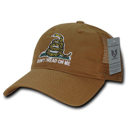 USA Flag Freedom United Patriotic Military Relaxed Fit Trucker Baseball Cap Hats-Gadsden Flag-Coyote-