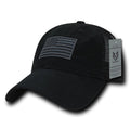 USA Flag Freedom United Patriotic Military Relaxed Fit Trucker Baseball Cap Hats-Tonal Flag- Black-