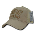 USA Flag Freedom United Patriotic Military Relaxed Fit Trucker Baseball Cap Hats-United We Stand-Khaki-