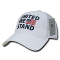 USA Flag Freedom United Patriotic Military Relaxed Fit Trucker Baseball Cap Hats-United We Stand-White-