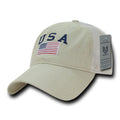 USA Flag Freedom United Patriotic Military Relaxed Fit Trucker Baseball Cap Hats-USA- Stone-