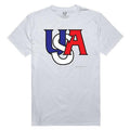 USA Flag Memorial Day Patriotic T-Shirts Tees White 100% Cotton Unisex-USA Letters Interlock-Medium-