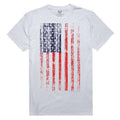 USA Flag Memorial Day Patriotic T-Shirts Tees White 100% Cotton Unisex-Vintage USA Flag Vertical-Medium-