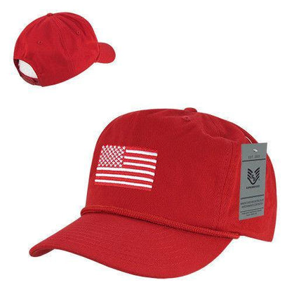 USA Flag Patriotic Embroidered Cotton 5 Panel Dad Golf Caps Hats-Red USA Flag-