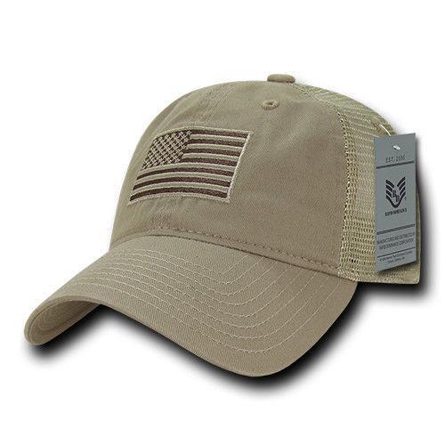 USA Flag Tonal Patriotic Relaxed Fit Trucker Cotton Baseball Caps Hats-Black-