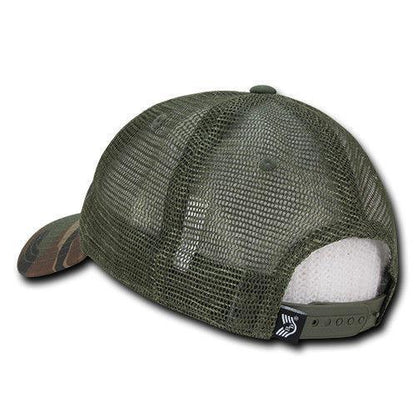 USA Flag Tonal Patriotic Relaxed Fit Trucker Cotton Baseball Caps Hats-Black-