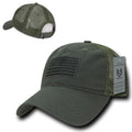 USA Flag Tonal Patriotic Relaxed Fit Trucker Cotton Baseball Caps Hats-Olive-