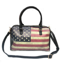 USA Flag Tote Satchel Handbag Wristlet Gift Set For Women Wife Mom Girlfriend-Satchel & Wallet - Black- 5 image