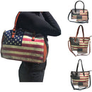 USA Flag Tote Satchel Handbag Wristlet Gift Set For Women Wife Mom Girlfriend-Satchel & Wallet - Black- 8 image