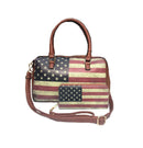 USA Flag Tote Satchel Handbag Wristlet Gift Set For Women Wife Mom Girlfriend-Satchel & Wallet - Tan- 2 image