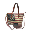 USA Flag Tote Satchel Handbag Wristlet Gift Set For Women Wife Mom Girlfriend-Tote & Wallet - Tan- 4 image