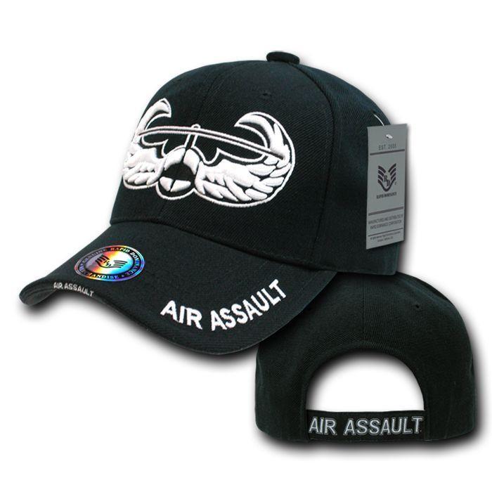 Rapid Dominance USA Veteran Military Army Air Force Navy Marines Coast Guard Baseball Hats Caps-Air Assault - Black-