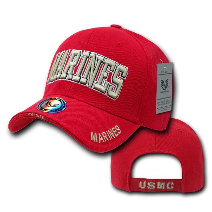 Rapid Dominance USA Veteran Military Army Air Force Navy Marines Coast Guard Baseball Hats Caps-Marine Text - Red-