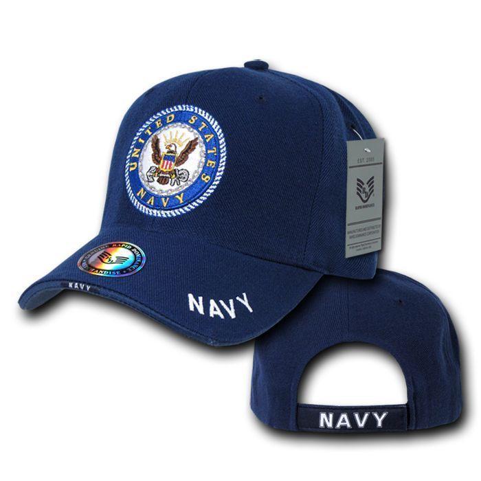 Rapid Dominance USA Veteran Military Army Air Force Navy Marines Coast Guard Baseball Hats Caps-Navy Logo - Navy-