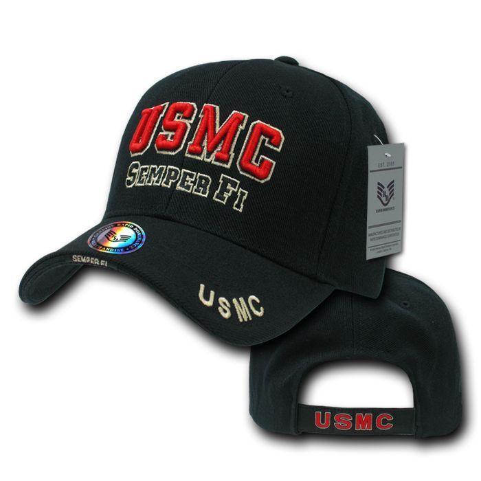 Rapid Dominance USA Veteran Military Army Air Force Navy Marines Coast Guard Baseball Hats Caps-USMC - Black-