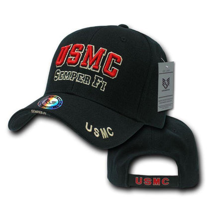 Rapid Dominance USA Veteran Military Army Air Force Navy Marines Coast Guard Baseball Hats Caps-USMC - Black-