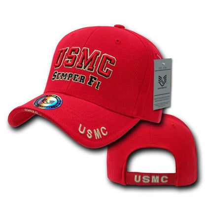 Rapid Dominance USA Veteran Military Army Air Force Navy Marines Coast Guard Baseball Hats Caps-USMC - Red-