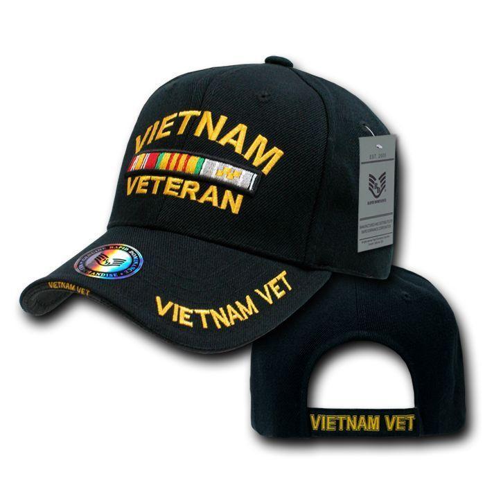 Rapid Dominance USA Veteran Military Army Air Force Navy Marines Coast Guard Baseball Hats Caps-Vietnam Vet - Black-
