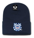 USAF Army USmc Marines Navy Coast Guard Logos Beanies Cuffed Long Knit Caps Hats-Coast Guard - Navy-