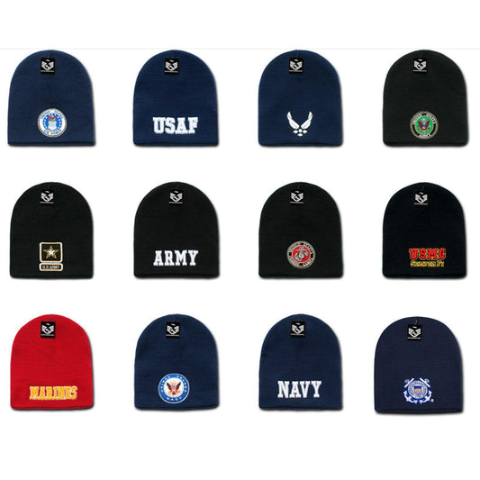 Rapid Dominance Military Logos Short Beanies Knit Cap Hats Winter-Air Force - Navy-