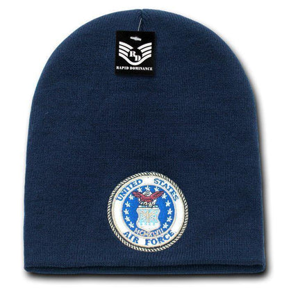Rapid Dominance Military Logos Short Beanies Knit Cap Hats Winter-Air Force - Navy-
