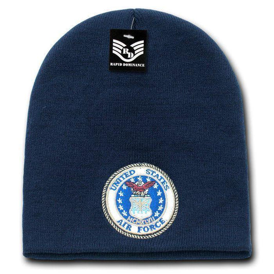 Rapid Dominance Military Logos Short Beanies Knit Cap Hats Winter-Air Force - Navy-
