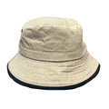 Washed Cotton Bucket Hats Caps With Trim Two Tone Fishermans Beach Hat Unisex-KHAKI / NAVY-