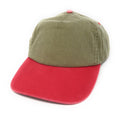 Washed Cotton Low Crown 6 Panel Baseball Relaxed Fit Dad Hats Caps-Red/Khaki-