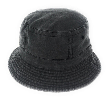 Washed Cotton Sun Bucket Boonie Hats Caps Fitted Sizes Solid /Camo Fishermans Beach-Large-Black (washed)-