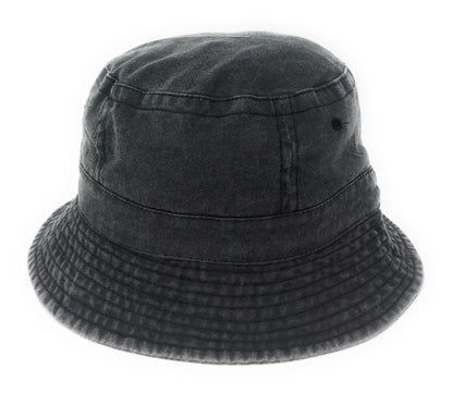 Washed Cotton Sun Bucket Boonie Hats Caps Fitted Sizes Solid /Camo Fishermans Beach-Large-Black (washed)-