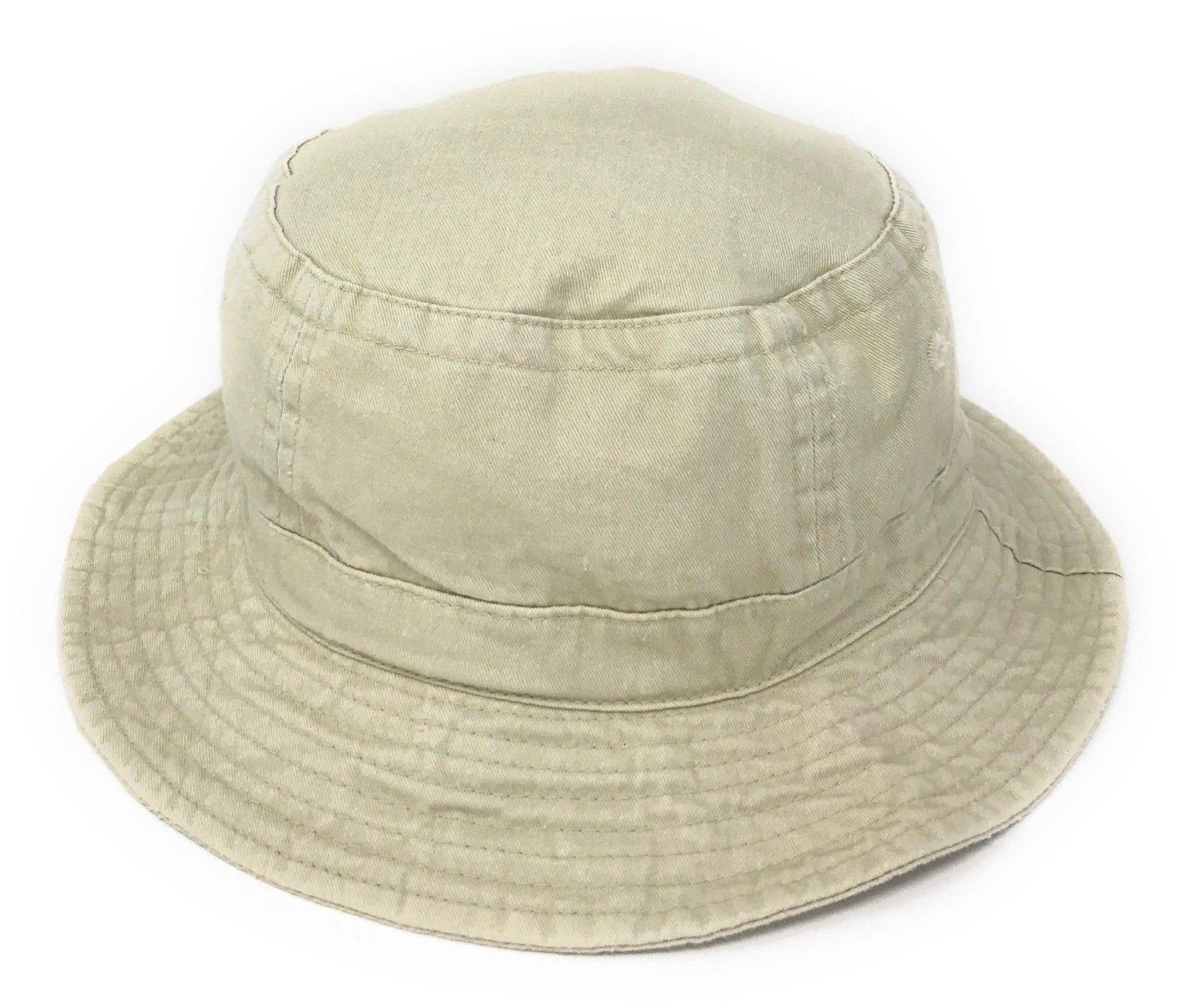 Washed Cotton Sun Bucket Boonie Hats Caps Fitted Sizes Solid /Camo Fishermans Beach-Large-Black (washed)-