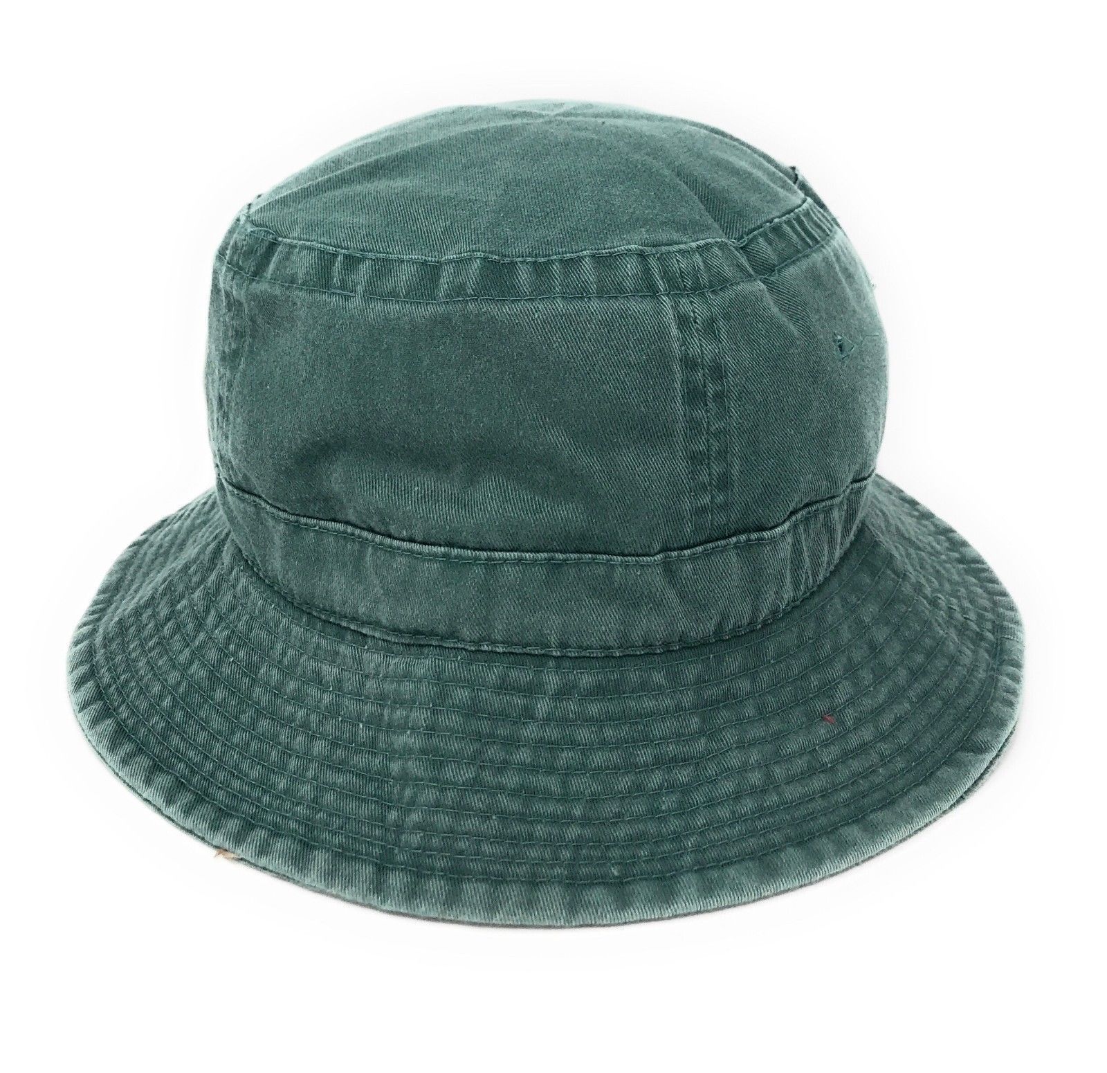 Washed Cotton Sun Bucket Boonie Hats Caps Fitted Sizes Solid /Camo Fishermans Beach-Large-Black (washed)-