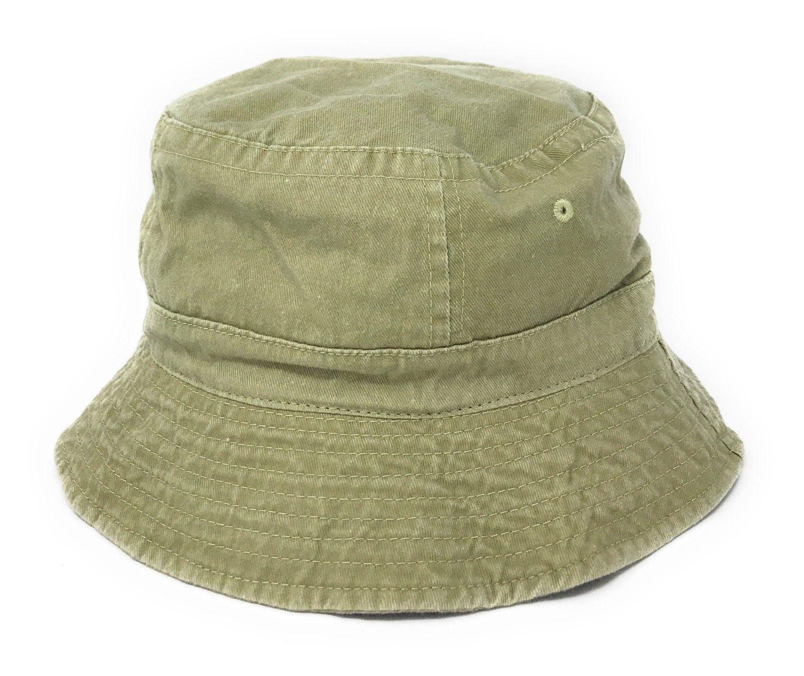 Washed Cotton Sun Bucket Boonie Hats Caps Fitted Sizes Solid /Camo Fishermans Beach-Large-Black (washed)-