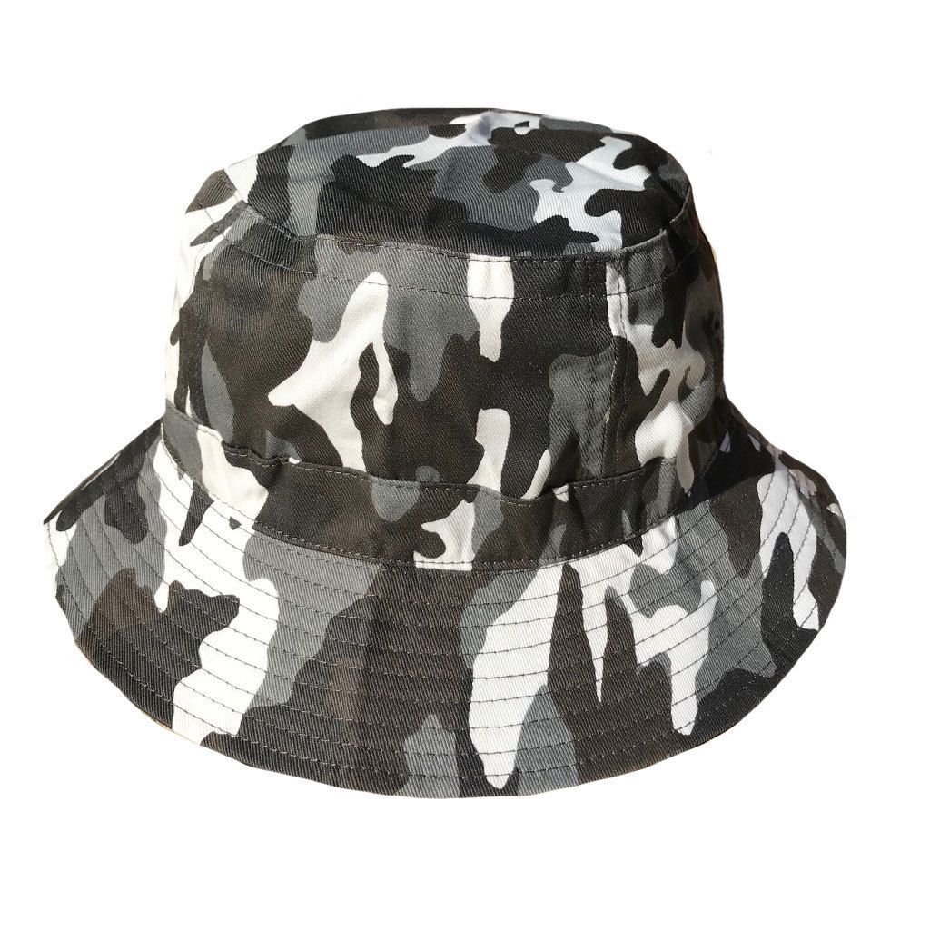 Washed Cotton Sun Bucket Boonie Hats Caps Fitted Sizes Solid /Camo Fishermans Beach-Large-Black (washed)-