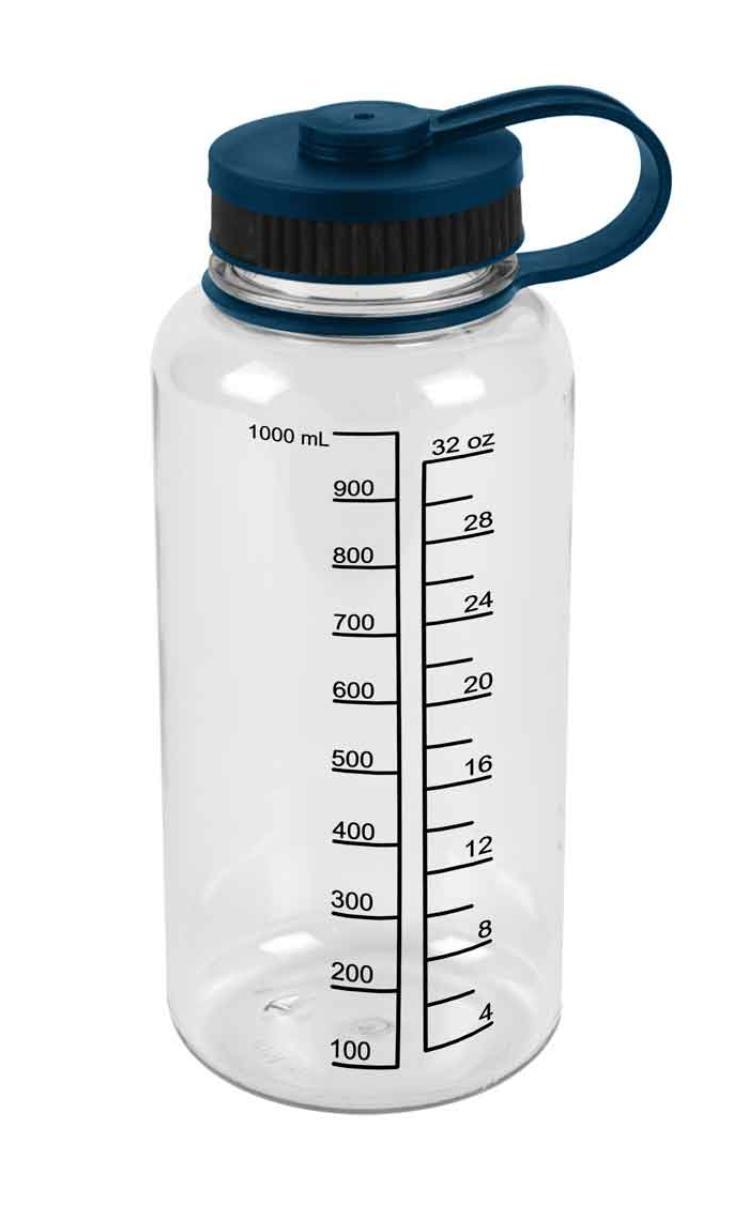 Water Drink Bottle Measurements Measure Mix Smoothies Shaker Fitness Sports 32oz-Navy/Clear-