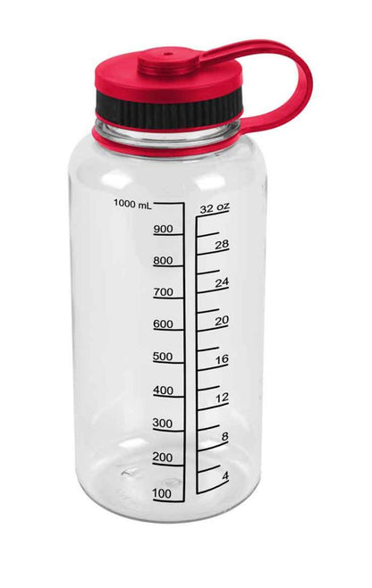 Water Drink Bottle Measurements Measure Mix Smoothies Shaker Fitness Sports 32oz-Red/Clear-