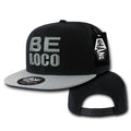 Whang Be Loco Retro Flat Bill 6 Panel Constructed Snapbackhats Caps Hats-Black/Grey-